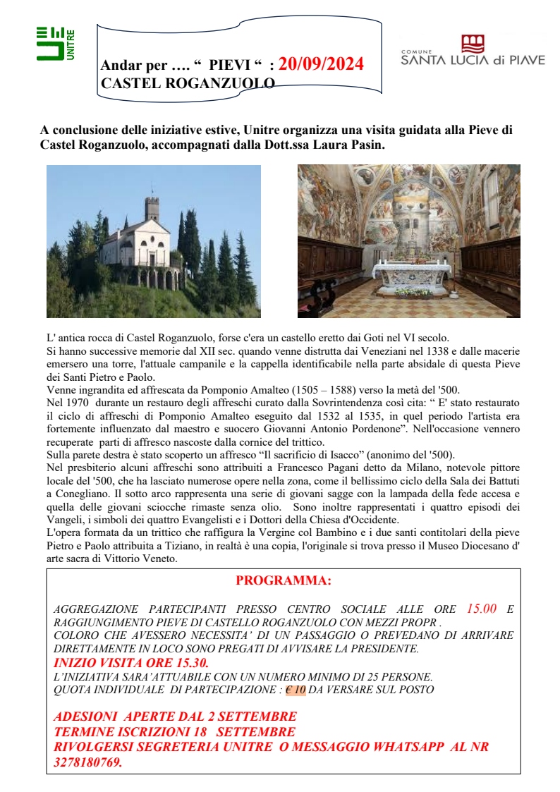 Andar per…”Pievi” – Castel Roganzuolo